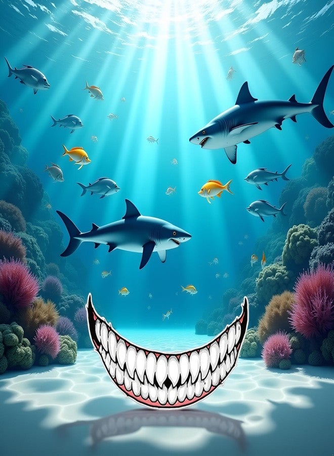 Zhuluck Helmet Decorative Decals - Smile Stickers Teeth Car Stickers - Helmet DIY Decorate Car Decals - Motorcycle Self Adhesive Shark Teeth Bumper - Image 5